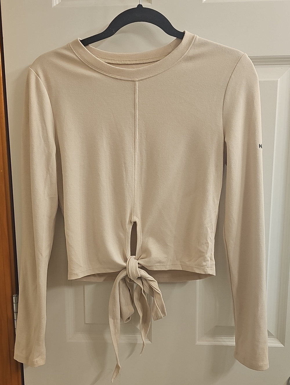 Women's Long-Sleeve HOTWORX Tie-Top in Light Beige
